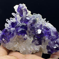389g Natural Purple ChamFered Cubic Fluorite & White Transparent Crystal/HuNan picture
