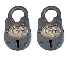 2 Pack Colt Gate Working Cast Iron Lock With 2 Keys Western Decor Padlock picture