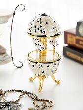 White Easter Egg Cards Carousel  by Keren Kopal music box with crystal picture