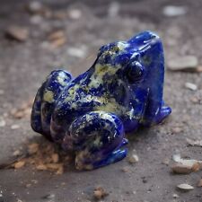 Finely Carved Blue Lapis Lazuli Stone Frog Art Figurine Statue Sculpture 77.2g picture