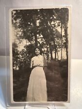RPPC - Girl Wearing White Dress in the Woods - Vintage Postcard picture