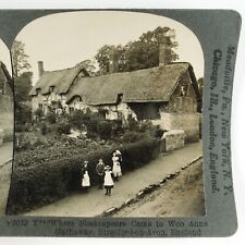 Anne Hathaway's Cottage Children Stereoview 1920s Keystone England House H1431 picture