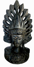 Vintage Indonesian Hand Carved Wood Statue Head Dress Figure Sculpture picture