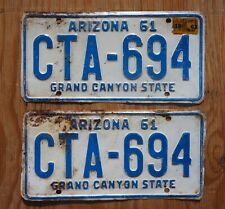 1961 1962 1963 Arizona License Plate Plates PAIR / SET picture