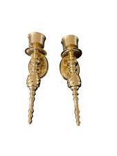 Pair of Solid Brass Candle Holders Wall Sconces 10