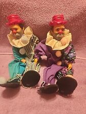 Vintage 1980s Homemade Emmitt Kelly Sad Hobo Clowns With Handmade Clothes picture
