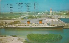 Vintage Postcard The Queen Elizabeth Ship at Port Everglades, Fort Lauderdale FL picture