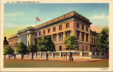 View United States Mint Building Philadelphia PA Street View US Flag Postcard picture