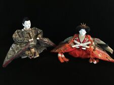 T0302 Japanese HINA Doll Set Vintage Kimono 2pc Woman Man OKIMONO Interior picture