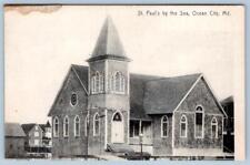 1910's OCEAN CITY MD ST PAUL'S BY THE SEA CHURCH WASHINGTON PHARMACY POSTCARD picture