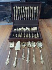 Gold Plated Stainless Flatware service for 12 + Serving Royal Splendor 68 Pieces picture