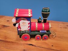 Vintage Wood Merry Christmas Santa Train Engine ~ Hand Painted 11.5
