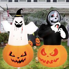 2 Pcs 5 FT Halloween Inflatables Decorations Ghost Pumpkin Skeleton Halloween picture