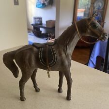 Vintage Antique Leather Wrapped Horse Figure With English Saddle picture
