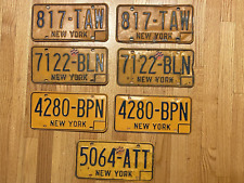 New York Vintage License Plates, 3 Matching Pairs, Orange Blue; 7 Plates picture