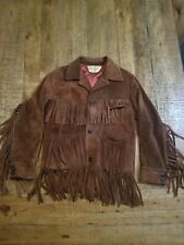 Vintage 70s Vazquez Fringed Southwest Rancher Leather Coat Womens Size 32 picture