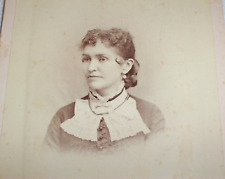 circa 1880s Antique Cabinet Card Photo , Young Woman Jewelry , Eureka California picture