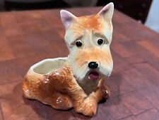 ADORABLE SCOTTY DOG SMALL CERAMIC PLANTER VINTAGE - CUTE picture