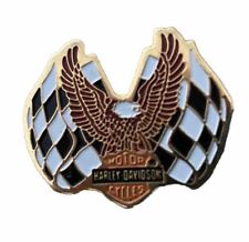 Harley Davidson Motorcycles Eagle With Checkered Flag Lapel Pin picture