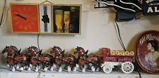 RARE CALIFORNIA POPPYTRAIL POTTERY METLOX BUDWEISER CLYDESDALE 8 HORSES & WAGON picture