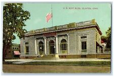 1909 U. S. Government Building Exterior Roadside Clinton Iowa IA Flag Postcard picture