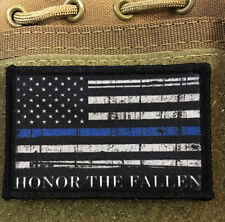 Honor the Fallen Police Morale Patch Thin Blue Line Tactical Military Flag USA picture