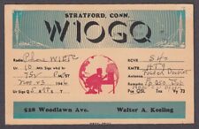 W1OGQ Walter Keeling 528 Woodlawn Ave Stratford CT QSL postcard 1946 picture