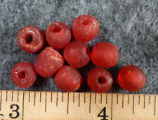 (10) Old Huron Indian Venetian Red Glass Trade Beads Fur Trade Era picture