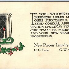 c1910s Cedar Rapids, IA New Process Laundry Co Christmas Appreciation Card C31 picture