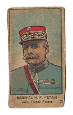 W545 WW1 Leaders Marshal Henri P Petain Strip Trade Card Comm. French Forces #28 picture