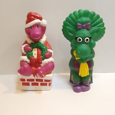 VINTAGE BARNEY THE DINOSAUR PLASTIC COIN BANK -1993 CHRISTMAS lot picture