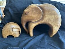 Large Nesting Mother and Baby  Elephant Hand Carved Wood picture