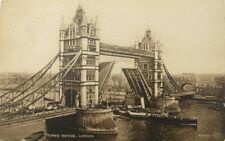 Vintage Tower Open Bridge London UK Horse Carriage Boat Postcard (A134) picture