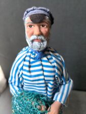 Santons Provence Clay Man Fisherman Net Florence 10 5/8in  picture