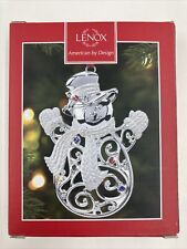 Lenox Sparkle And Scroll Frosted Multi Crystal Snowman Ornament New In Box picture