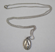 Vtg Creed sterling silver pendant medal Miraculous Virgin Mary chain necklace picture