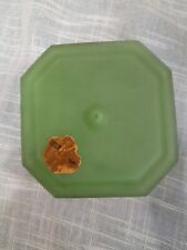 Vintage Art Deco Green Frosted Glass Octagonal Powder/Dresser Box picture