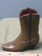 Vintage Brown Ceramic Cowboy Boot Candle Holder picture