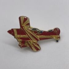 Vintage Pitts Special Aerobatics Red White Airplane Enamel Lapel Hat Pin picture