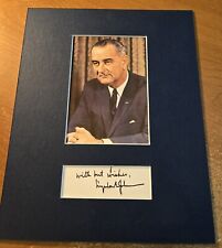 President Lyndon B. Johnson Vintage Hand Signed Autograph - Matted w/Color Photo picture