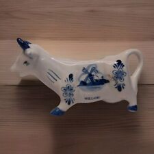 Vintage Blue & White Delft Holland Porcelain Cow Creamer Hand Painted picture