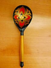 Vintage Russian Khokhloma Wooden Lacquer Spoon Handpainted Soviet USSR picture