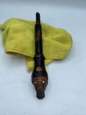 Vintage Hand Carved Wood Folk Art Mans Head Face Smoking Pipe Used picture