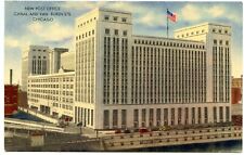 New Post Office Canal and Van Buren Sts. Chicago Vintage Linen Postcard Unposted picture