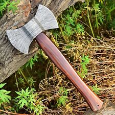 Custom Made Damascus Steel Double Head Axe With Leather Sheath picture
