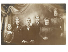 c.1909 Pastor Family Of Six Theater Background RPPC Real Photo Postcard UNPOSTED picture