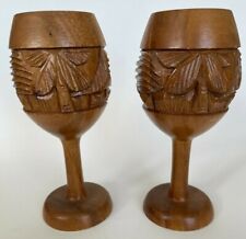 Vintage Monkeypod Wood Goblet Set Of 2 picture