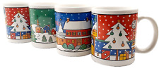 Christmas Holiday Mug Set of 4 Coffee Tea Cups New in Original Box picture