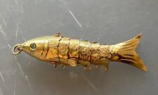 Vintage Articulating Fish Fishing Lure Keychain Charm Necklace Jewelry picture