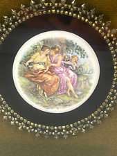 VTG Pair Of French Limoges Fragonard Tile Porcelain Velvet Gold  Ornate Framed picture